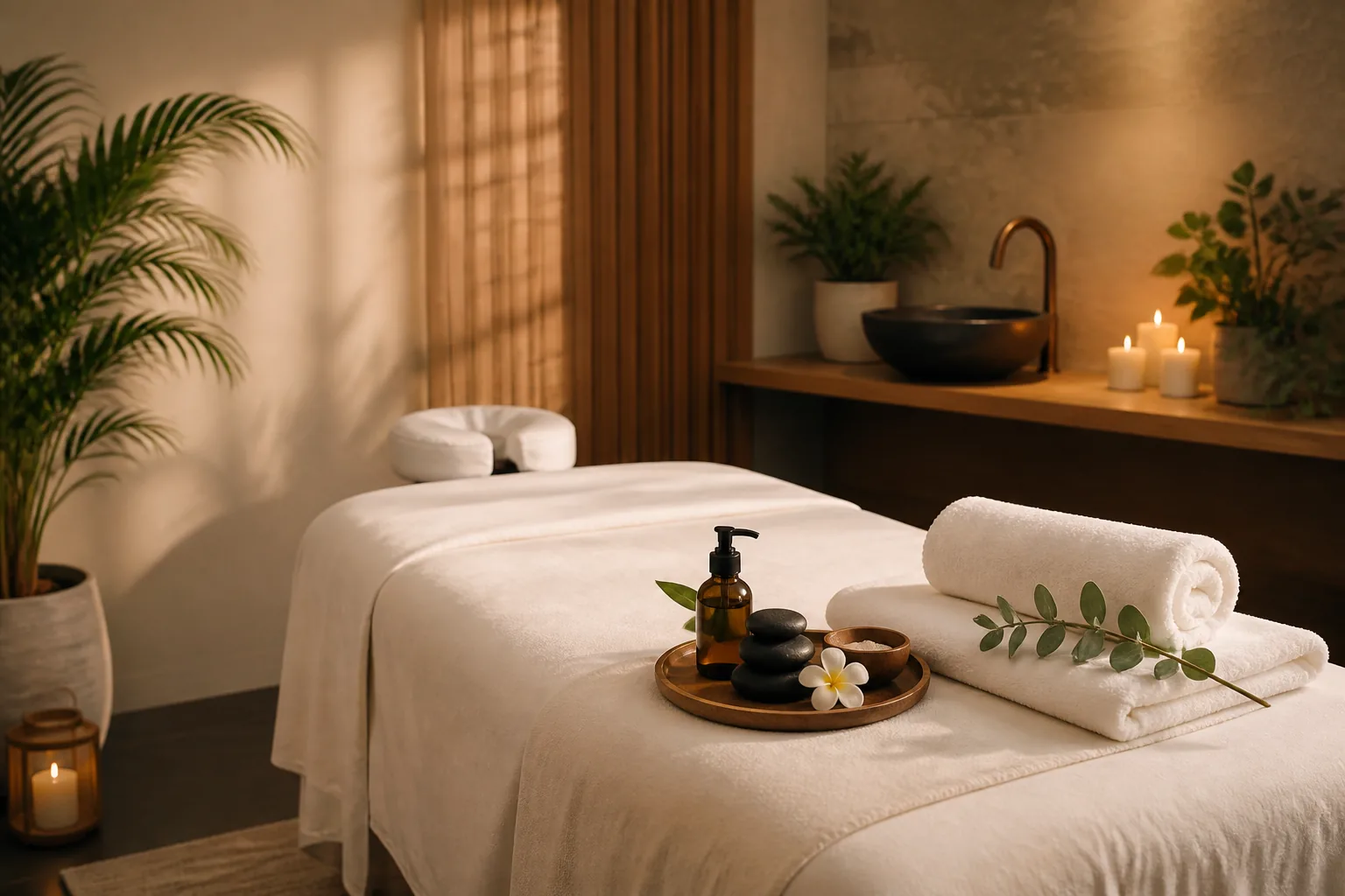 Relaxation, Thai-inspired bodywork, Swedish flow, hot stone style comfort and deep tissue pressure by preference.